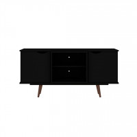 Manhattan Comfort 18PMC70 Hampton 53.54 TV Stand with 4 Shelves and Solid Wood Legs in Black